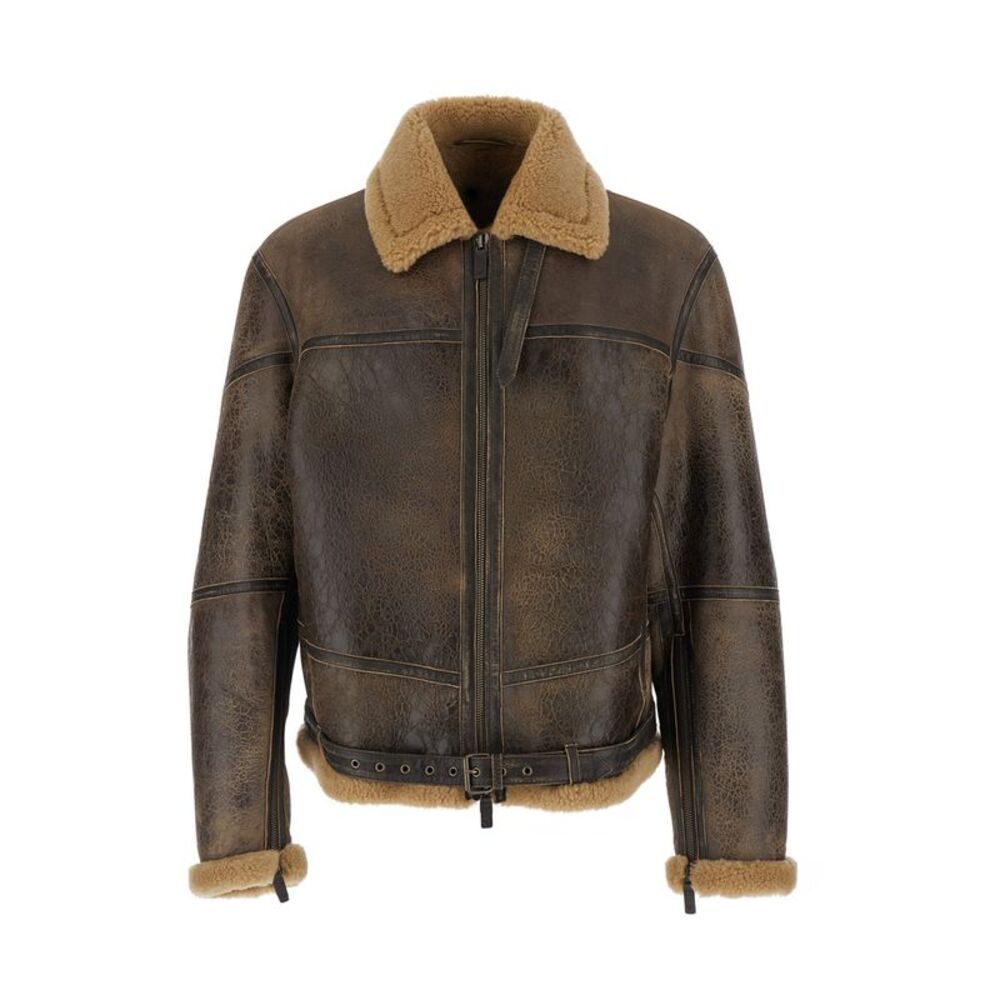 Emporio Armani Men Blouson Jaclet With Beige Shearling For Men